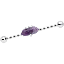 Load image into Gallery viewer, 14G Purple Amethyst Claw Industrial Barbell 38mm
