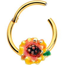 Load image into Gallery viewer, 16G 3/8 Gold Tone Summer Sunflower Hinged Segment Ring
