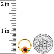 Load image into Gallery viewer, 16G 3/8 Gold Tone Summer Sunflower Hinged Segment Ring
