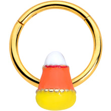 Load image into Gallery viewer, 16G 3/8 Gold Tone Candy Corn Halloween Segment Ring
