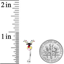 Load image into Gallery viewer, 16G 5/16 Colorful Reindeer Christmas Curved Eyebrow Ring
