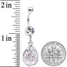 Load image into Gallery viewer, Rose Quartz Drop Tree Dangle Belly Ring
