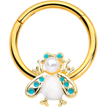 Load image into Gallery viewer, 16G 3/8 White Gem Gold Tone Snow Bug Hinged Segment Ring
