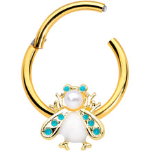 Load image into Gallery viewer, 16G 3/8 White Gem Gold Tone Snow Bug Hinged Segment Ring
