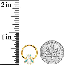Load image into Gallery viewer, 16G 3/8 White Gem Gold Tone Snow Bug Hinged Segment Ring
