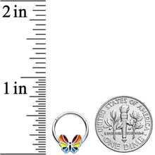 Load image into Gallery viewer, 16G 3/8 Pride Rainbow Stripes Butterfly Hinged Segment Ring

