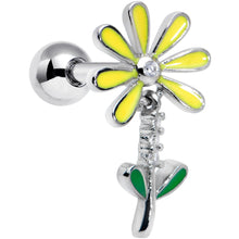 Load image into Gallery viewer, 16G 1/4 Clear CZ Gem Whimsy Daisy Flower Dangle Cartilage Tragus
