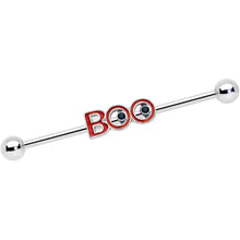 Load image into Gallery viewer, 14G Black Gem Boo Halloween Industrial Barbell 38mm
