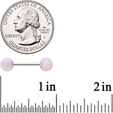 Load image into Gallery viewer, 14G 1/2 Elegant Pink Rose Quartz Barbell Nipple Ring Set
