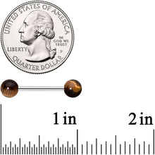 Load image into Gallery viewer, Elegant Brown Tiger Eye Barbell Tongue Ring

