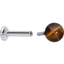 Load image into Gallery viewer, 16G 1/4 Elegant Brown Tiger Eye Internal Threaded Labret Tragus

