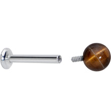 Load image into Gallery viewer, 16G 5/16 Elegant Brown Tiger Eye Internal Threaded Labret Tragus

