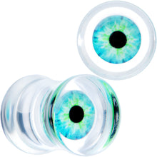 Load image into Gallery viewer, Clear Blue Eye Acrylic Double Flare Plug Set
