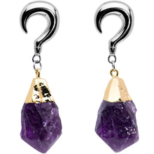 Load image into Gallery viewer, 2G Purple Stone Point Curved Taper Ear Weights
