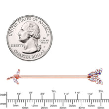 Load image into Gallery viewer, 14G Aurora CZ Rose Gold Tone Butterfly Industrial Barbell 38mm

