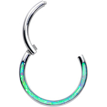 Load image into Gallery viewer, 16G 3/8 Green Synthetic Opal Wider Curve Hinged Segment Ring
