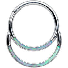 Load image into Gallery viewer, 16G 3/8 Green Synthetic Opal Double Row Hinged Segment Ring
