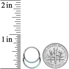 Load image into Gallery viewer, 16G 3/8 Green Synthetic Opal Double Row Hinged Segment Ring
