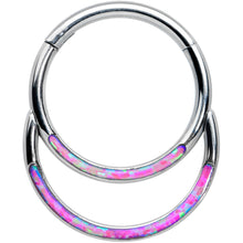 Load image into Gallery viewer, 16G 3/8 Purple Synthetic Opal Double Row Hinged Segment Ring
