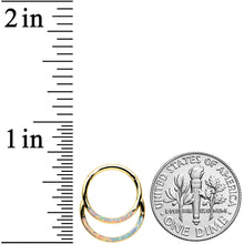 Load image into Gallery viewer, 16G 3/8 White Synth Opal Gold Tone Double Row Hinged Segment Ring
