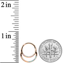 Load image into Gallery viewer, 16G 3/8 White Synth Opal Rosy Tone Double Row Hinged Segment Ring
