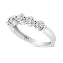 Load image into Gallery viewer, 14K White Gold 1.00 Cttw Brilliant Round Cut Diamond 5-Stone Band Ring (H-I Color, SI2-I1 Clarity) - Ring Size 7
