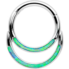 Load image into Gallery viewer, 16G 5/16 Green Synthetic Opal Double Row Hinged Segment Ring
