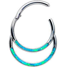 Load image into Gallery viewer, 16G 3/8 Blue Synthetic Opal Double Row Hinged Segment Ring
