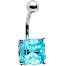 Load image into Gallery viewer, Blue Gem Stylish Elegance Square Mandala Flower Belly Ring
