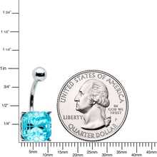 Load image into Gallery viewer, Blue Gem Stylish Elegance Square Mandala Flower Belly Ring
