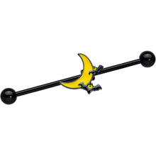 Load image into Gallery viewer, 14G Black Batty Moon Halloween Industrial Barbell 1 9/16"
