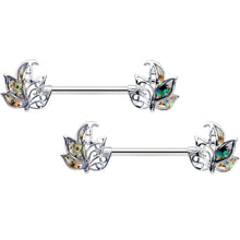 Load image into Gallery viewer, 14G 9/16 Multicolor Openwork Autumn Leaf Barbell Nipple Ring Set
