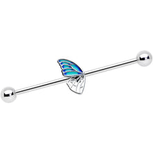 Load image into Gallery viewer, 14G Simple Blue Wing Butterfly Industrial Barbell 38mm
