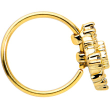 Load image into Gallery viewer, 20G 5/16 Green Gem Gold Tone Noble Square Nose Hoop

