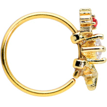 Load image into Gallery viewer, 20G 5/16 Clear Red Gem Gold Tone Star Snowflake Nose Hoop
