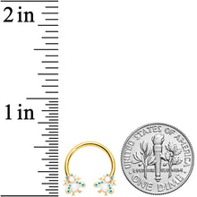Load image into Gallery viewer, 16G 3/8 White Gem Gold Tone Snow Bug Horseshoe Curved Barbell
