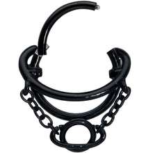 Load image into Gallery viewer, 16G 3/8 Black Double Saturn Chain Dangle Hinged Segment Ring
