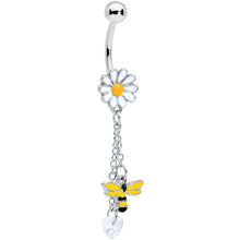 Load image into Gallery viewer, Clear Gem Heart Bee Daisy Flower Dangle Belly Ring
