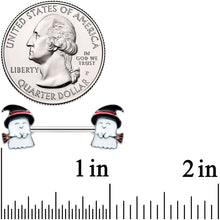 Load image into Gallery viewer, 14G 9/16 Witch Hat Ghost Halloween Barbell Nipple Ring Set
