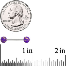 Load image into Gallery viewer, 14G 9/16 Matte Purple Splatter Barbell Nipple Ring Set
