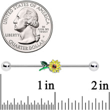 Load image into Gallery viewer, 14G Cheery Yellow Sunflower Industrial Barbell 38mm
