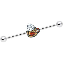 Load image into Gallery viewer, 14G Pumpkin Spice Cappuccino Coffee Industrial Barbell 38mm
