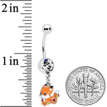 Load image into Gallery viewer, Clear Gem Cute Fall Fox Dangle Belly Ring
