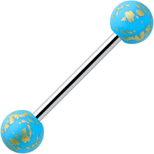 Load image into Gallery viewer, Matte Blue Splatter Pattern Barbell Tongue Ring
