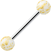 Load image into Gallery viewer, Matte White Splatter Pattern Barbell Tongue Ring
