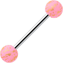 Load image into Gallery viewer, Matte Pink Splatter Pattern Barbell Tongue Ring
