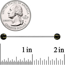 Load image into Gallery viewer, 14G Matte Black Splatter Pattern Ends Industrial Barbell 38mm
