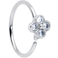Load image into Gallery viewer, 20G 3/8 Clear Gem Tiny Flower Nose Hoop
