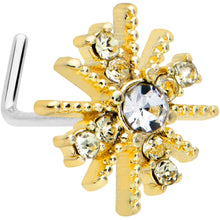 Load image into Gallery viewer, 20G 7mm Clear Gem Gold Tone Star Christmas L Shape Nose Ring

