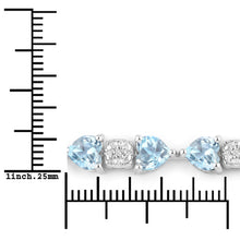 Load image into Gallery viewer, 11.10 Carat Genuine Blue Topaz and White Diamond .925 Sterling Silver Bracelet
